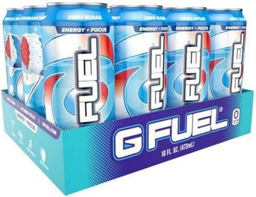 G Fuel Snow Cone Energy Drink, Sugar Free, Healthy Drinks, Zero Calorie, 300 Mg Caffeine Per Carbonated Can, Focus Amino, Vitamin + Antioxidants Blend - 12 Pack