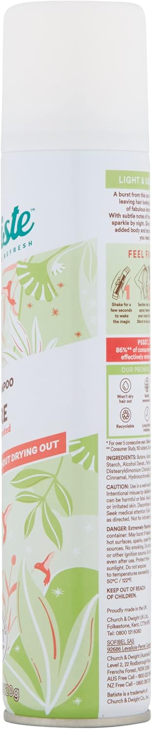 Batiste Dry Shampoo in Bare 200ml, Barely Scented Light Fragrance, No Rinse Spray to Refresh Hair in Between Washes : Amazon.co.uk: Beauty