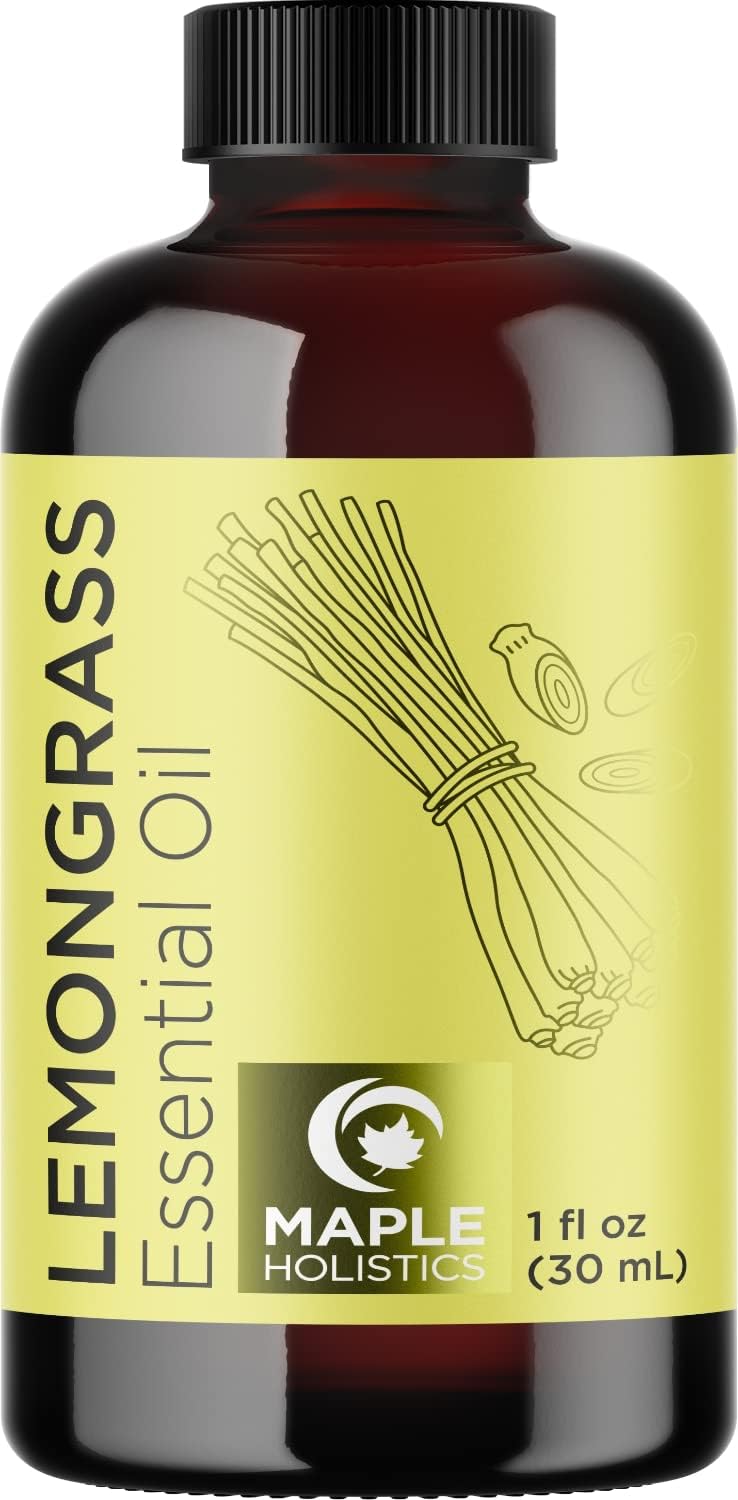 Pure Refreshing Lemongrass Essential Oil - Aromatherapy Lemongrass Oil For Hair Nails And Skin Plus Potent Natural Aromatic Essential Oil For Diffusers For Home And Travel From Maple Holistics