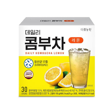 Kayfood-Kombucha-Lemon-Garden-Daily 30 Sticks Zero Sugar, Diet, Gut Healthy Sparkling Beverage, Fermented Korean Drinks For Iced Tea Hot Tea, Workout Tea 5.29Oz (150G)