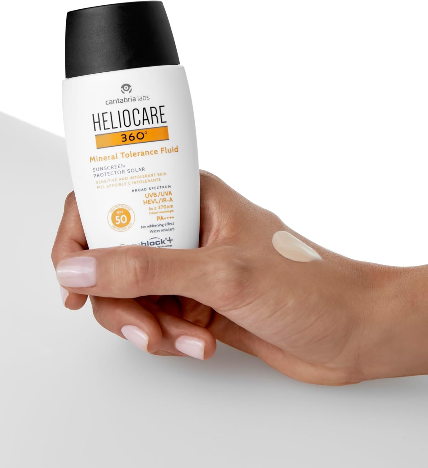 Heliocare 360 Mineral Tolerance Fluid Spf50 50Ml / Mineral Sunscreen For Face/Daily Uva Uvb Visible Light And Infrared-A Hypoallergenic Sun Protection/Silky Transparent Finish, White