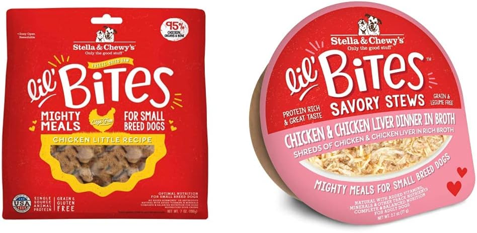 Stella & Chewy's Lil Bites Freeze-Dried + Wet Food Bundle for Small Breeds - Chicken & Chicken Liver : Pet Supplies