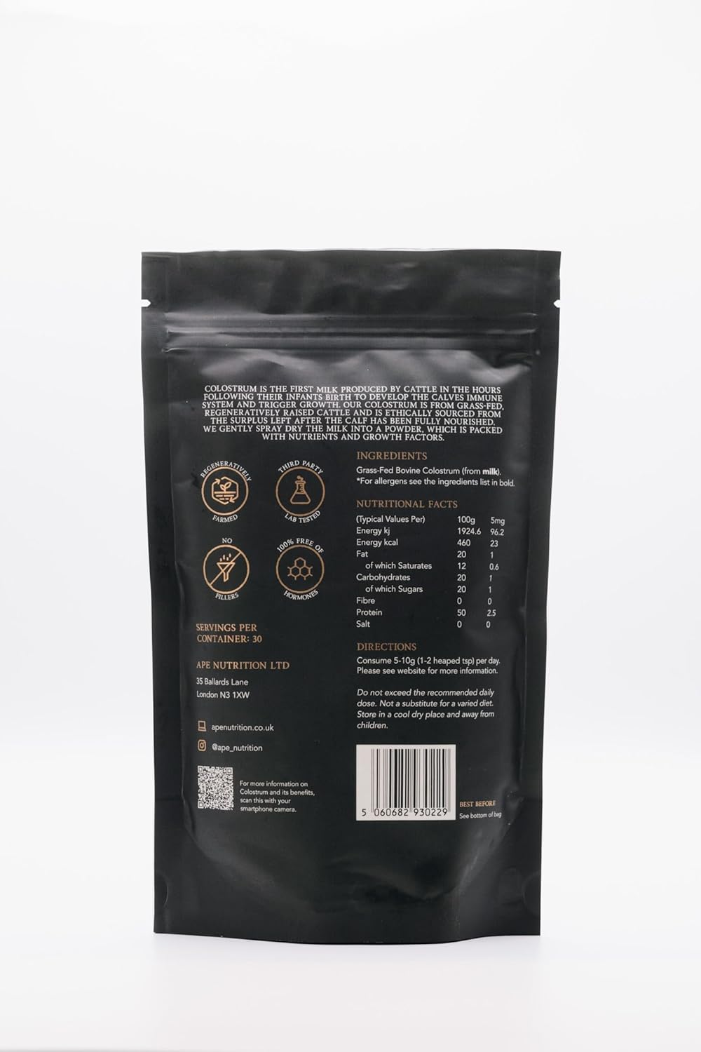 APE Nutrition Colostrum Powder Grass Fed - Bovine Colostrum, Gut & Immune Health, Leaky Gut Repair, Ancestral Health, Nose to Tail, 100% Grass Fed & Finished, 150g Jar (30 Servings) : Amazon.co.uk: Health & Personal Care