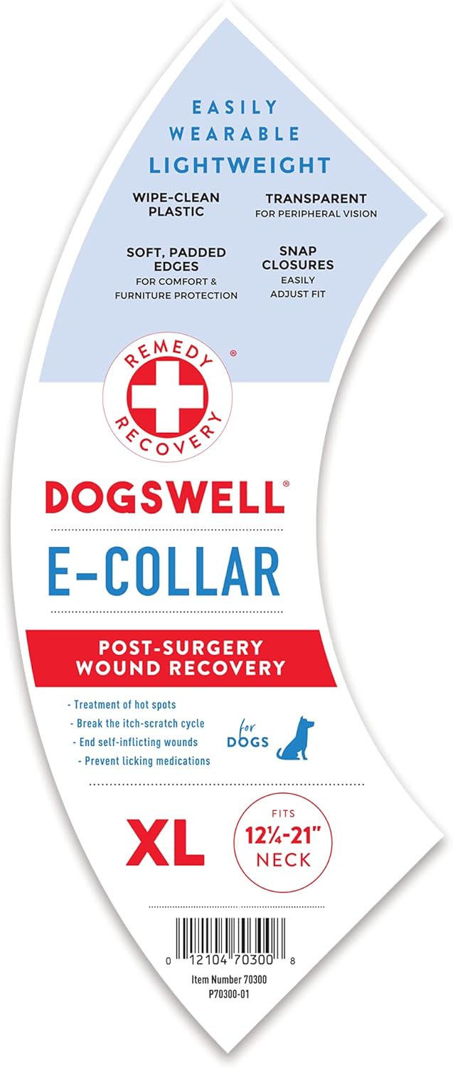 DOGSWELL Remedy and Recovery E-Collar, X-Large, Colors Vary (Packaging May Vary) : Pet Recovery Collars : Pet Supplies