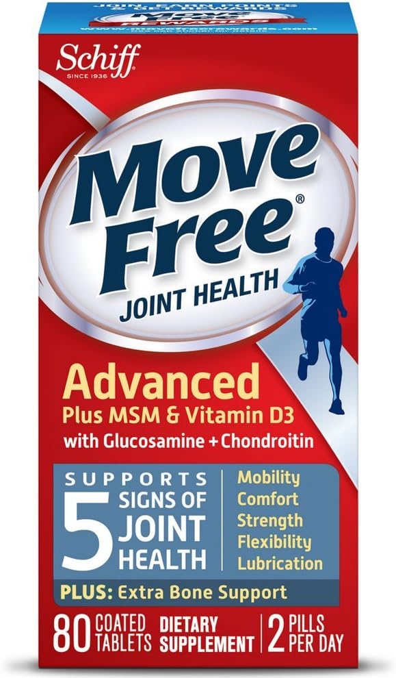 Move Free Advanced Plus Msm And Vitamin D3, 80 Tablets - Joint Health Supplement With Glucosamine And Chondroitin (Pack Of 3)
