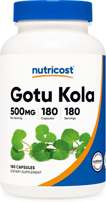 Nutricost Gotu Kola 500 Mg, 180 Capsules - Vegetarian Capsules, Gluten Free, Non-Gmo