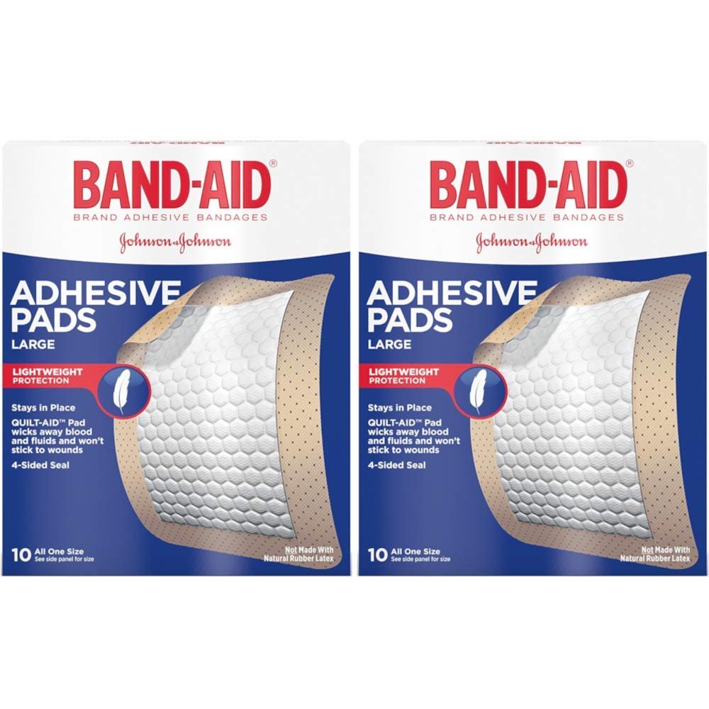 Band-Aid Brand Adhesive Bandages, Large Adhesive Pads, 10-Count Bandages (Pack Of 2)