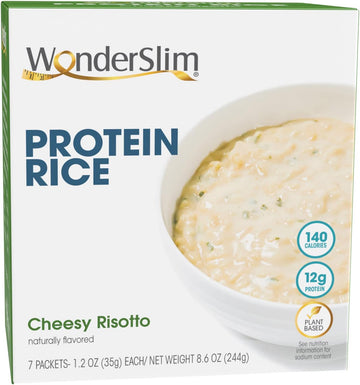 WonderSlim Plant Based Protein Rice Entree, Cheesy Risotto, 12g Protein, 140 Calories, Gluten Free (7ct)