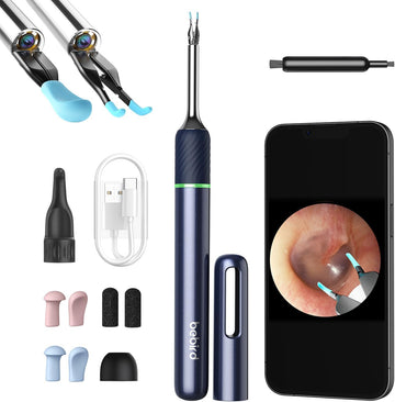 [Cutting-Edge] BEBIRD Note5 Ear Wax Removal Tool: Ear Cleaner with Camera 10 Megapixel Otoscope, Omni-Direction Tweezer, Real-Time Remote Video, Magnetic Cap, Multi Earwax Cleaning Replacement Tips