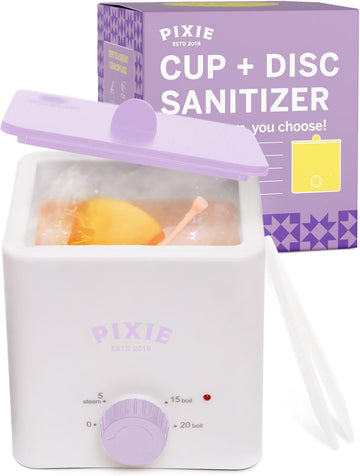 Pixie Menstrual Cup & Disc Boiler Sterilizer - Easily Submerge & Clean Your Period Cup In Boiling Water! Kills 99.9% Of Germs With Cleaner Boiling Solution - The Most Soothing Way To Wash Your Cup