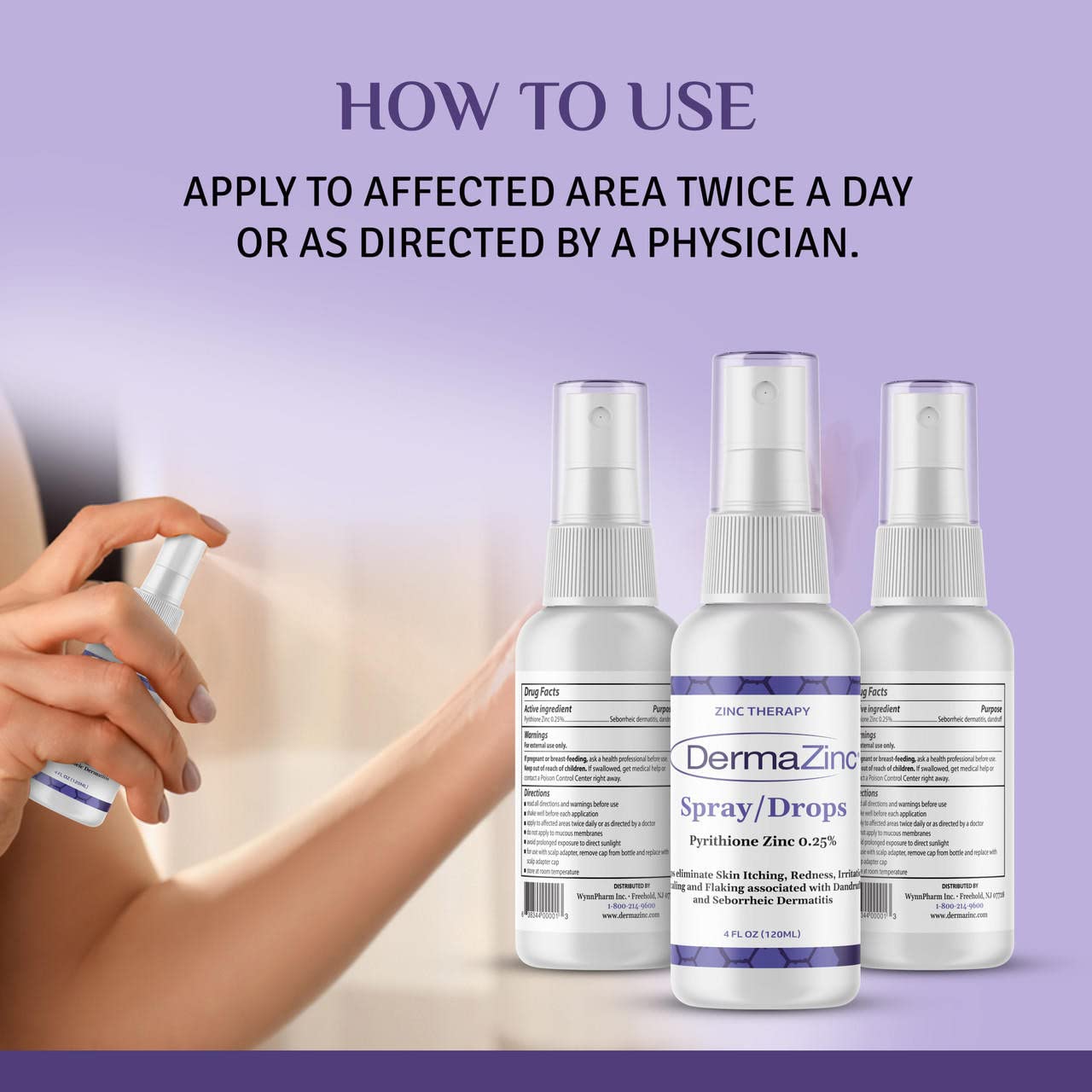 Dermazinc Therapy Spray/Drops, Zinc Spray For Skin Disorder Relief Drops For Psoriasis, Dermatitis, Eczema, And Other Skin Condition Symptoms, 4Oz : Health & Household
