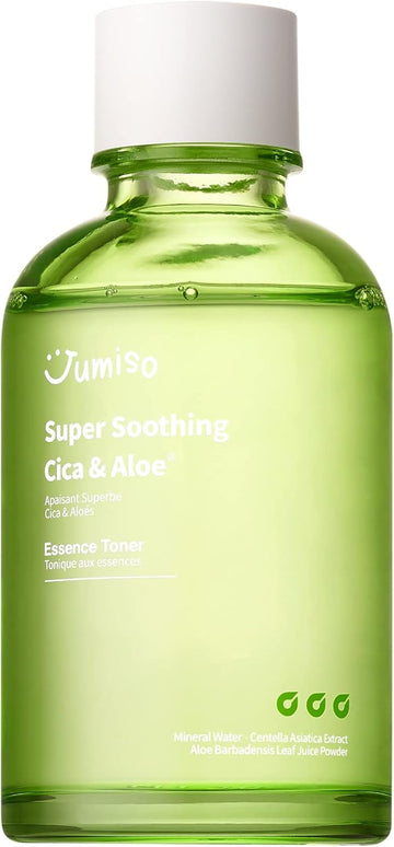 Jumiso Super Soothing Cica & Aloe Essence Toner 4.23 Fl. Oz / 125Ml | Korean Hydrating Facial Toner For Calming, Moisturizing, Soothing | Vegan, Centella & Aloe Extract, Ewg Green