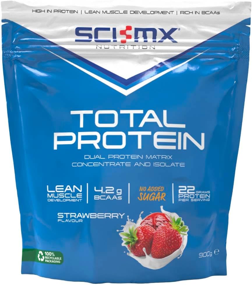 Sci-Mx Total Protein - Concentrate & Isolate Protein Powder - Lean Muscle Development - Speculoos Biscuit • No Added Sugar • 4.1G Bcaas + 21G Protein Per Serving • 900G