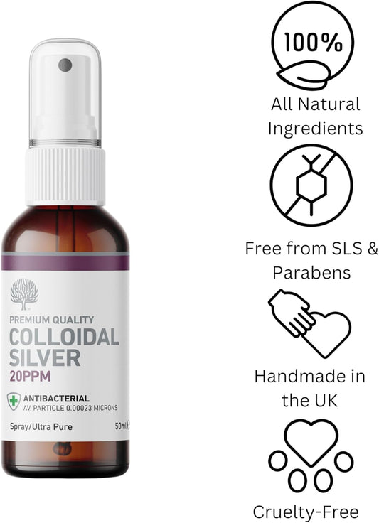Nature'S Greatest Secret Premium Quality Antibacterial 20Ppm Colloidal Silver Spray 50Ml
