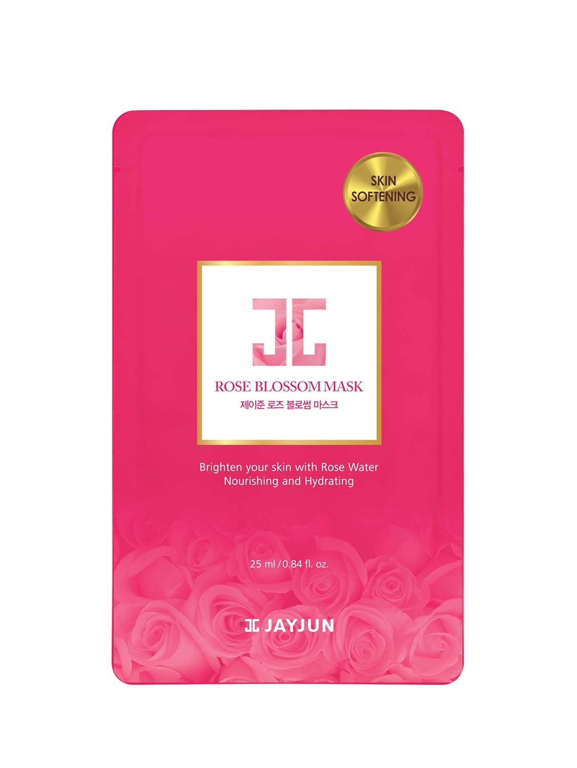 Jayjun Rose Blossom Mask,Pack Of 10 Sheets, 0.84 Fl. Oz,25Ml, Rose, Hydrating, Brightening