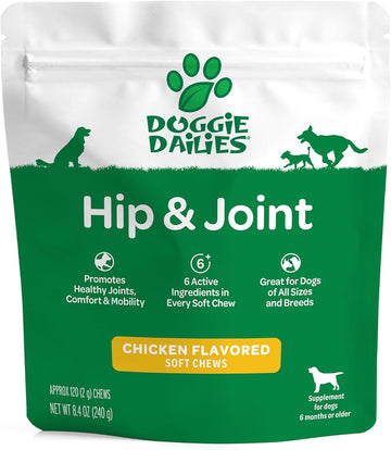 Doggie Dailies Glucosamine for Dogs - 120 Chews - Joint Supplement for Dogs of All Breeds & Sizes - Hip and Joint Supplement for Dogs - Premium Glucosamine and Chondroitin for Dogs (Chicken)
