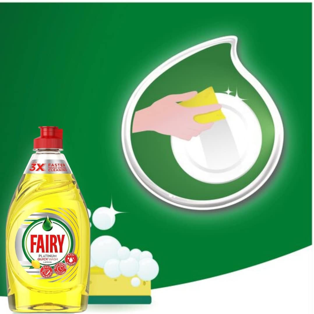 Fairy Platinum Washing Up Liquid Lemon (383ml) - Pack of 2 : Health & Household