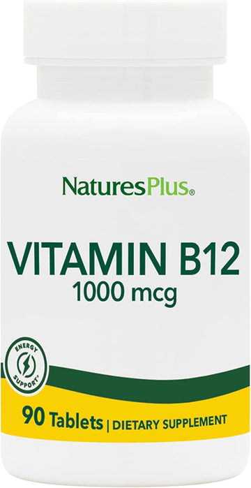 Naturesplus Vitamin B12 (Methylcobalamin) - 1000 Mcg, 90 Vegetarian Tablets - High Potency Red Blood Cell Support - Natural Energy Booster, Promotes Overall Health - Gluten-Free - 90 Servings