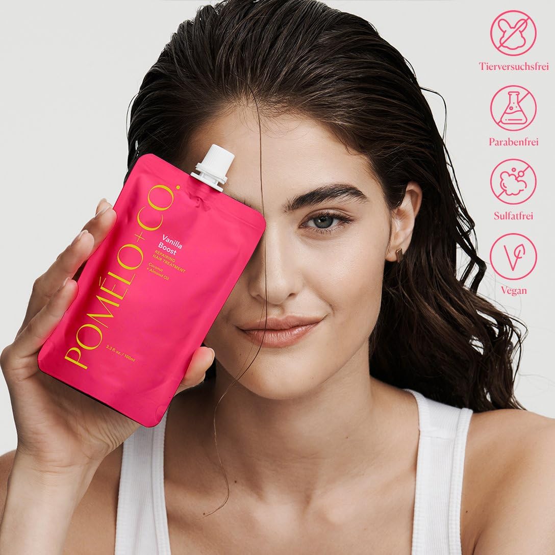 Pomélo+Co. Vanilla Boost Hair Mask - Nourishing Mask With Lovely Sweet Vanilla Fragrance - Vegan Hair Care For Dry Hair - 100Ml