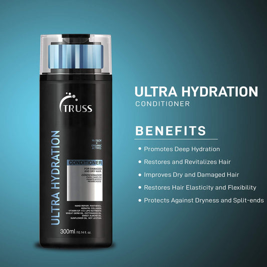 Truss Ultra Hydration Shampoo And Conditioner Set Bundle With Amino Miracle Heat Protectant Hair Spray