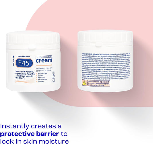 E45 Cream 350 g – E45 Cream for Dry, Irritated Skin – Moisturiser to Soothe Dry & Sensitive Skin - Dermatologically Tested Eczema Dermatitis Cream – Non-Greasy Body Face Hand Cream – Clinically Proven