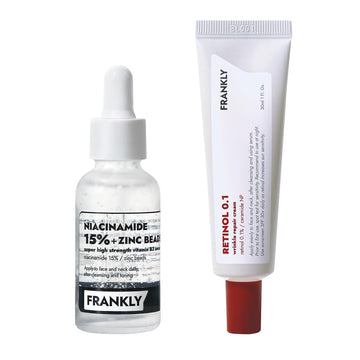 Niacinamide Zinc Beads Serum + Retinol 0.1% Cream | Frankly Niacinamide & Retinol Radiance Kit | Oil Control, Anti-Aging, Vegan, 2 Fl.Oz