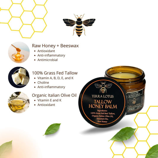 Organic Grass-Fed Beef Tallow Balm With Raw Honey - Moisturizing Cream For Soft, Smooth Skin - Handmade All-Natural Moisturizer (2 Oz, Citrus)