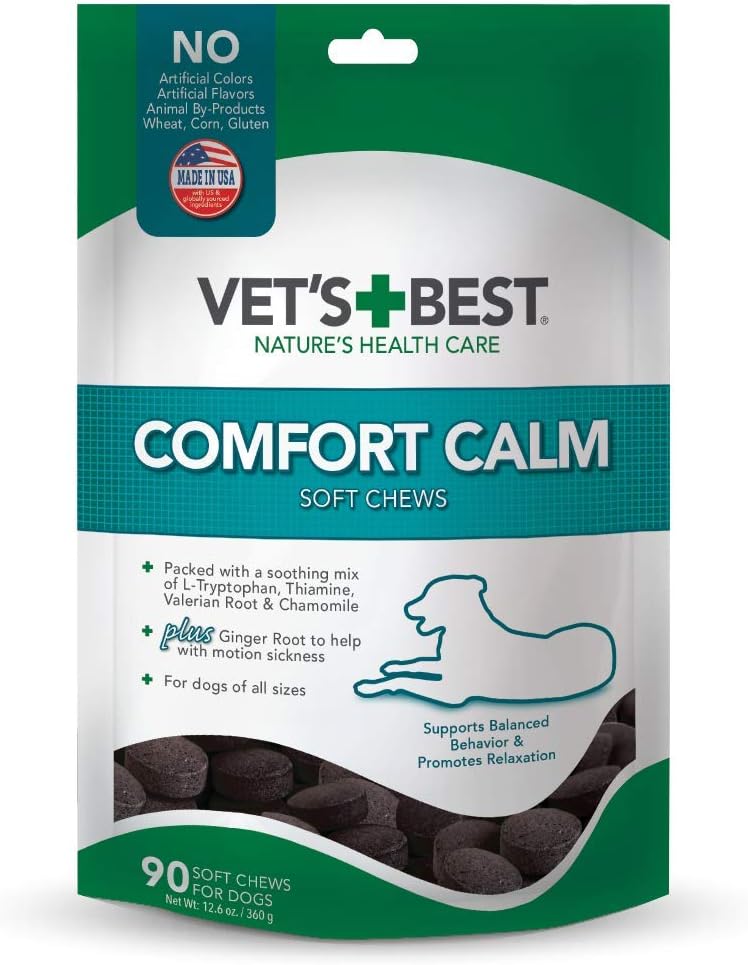 Vet's Best Comfort Calm Calming Soft Chews Dog Supplements | Dog Calming Aid Supports Dog Balances Behavior | Promotes Relaxation | 90 Day Supply