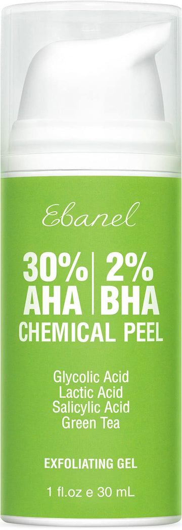 Ebanel 30% Aha 2% Bha Chemical Peel Exfoliant Gel, Face Peel With Glycolic Acid, Salicylic Acid, Lactic Acid, Green Tea, Chamomile For Acne Scars, Dark Spots, Wrinkles, Fine Lines