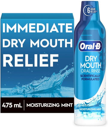 Oral-B Dry Mouth Oral Rinse Mouthwash, Moisturizing Mint, 16 Fl Oz