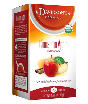 Davidson'S Organics, Cinnamon Apple, 25-Count Tea Bags, Pack Of 6