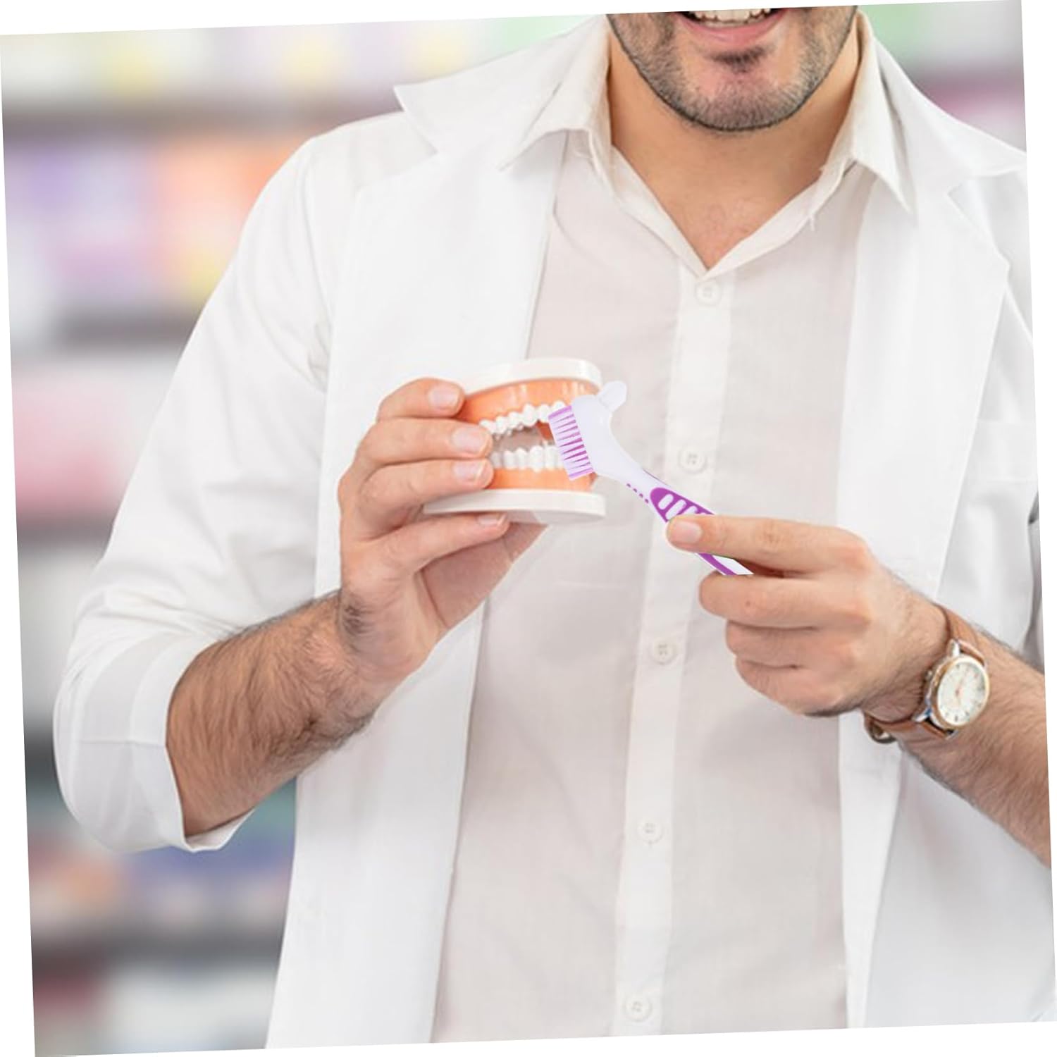 Wekadrin 2Pcs Denture Cleaning Brush Dual Headed Tooth Brush For Full And Partial Dentures Durable Material Easy To Use For Home Travel