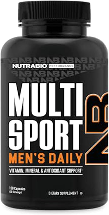 Nutrabio Multisport For Men - Mens Multivitamin - 33 Vitamins, Minerals, Micronutrients - Rich In Antioxidants - Supports Peak Athletic Performance, Energy, Metabolism (120 Vegetable Capsules)
