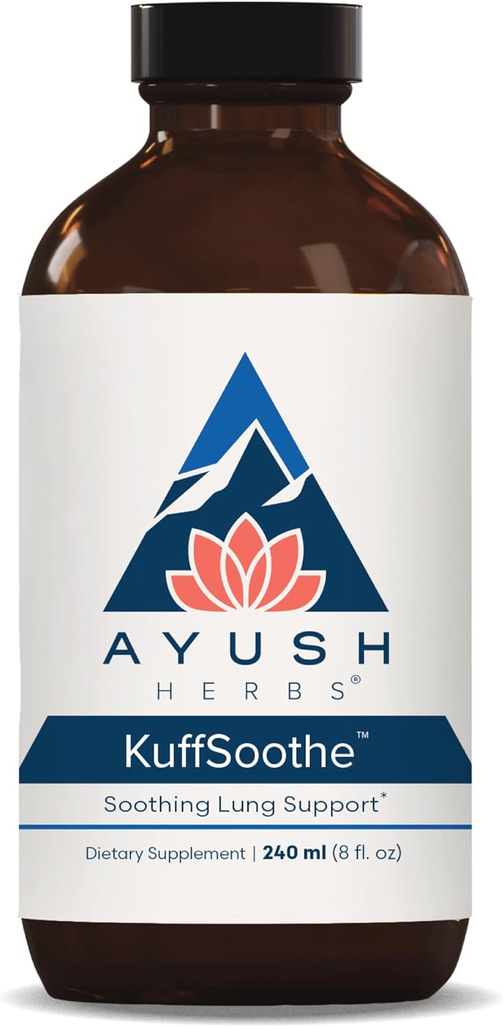 Ayush Herbs Kuffsoothe, All-Natural Ayurvedic Throat and Bronchial Wellness Syrup for Adults and Children, Throat and Respiratory Supplement, 8 Fluid Ounces