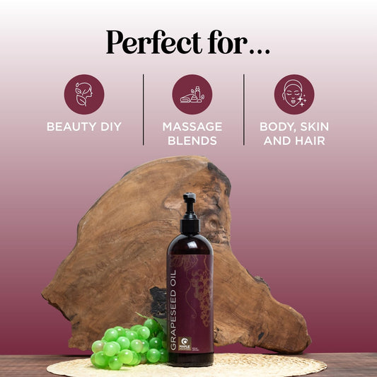 Pure Cold Pressed Grapeseed Oil - Hydrating Grapeseed Oil For Hair Skin And Nails Plus Carrier Oil For Essential Oils Mixing - Pure Grapeseed Oil For Skin Beauty Diys And Facial Skin Care Products