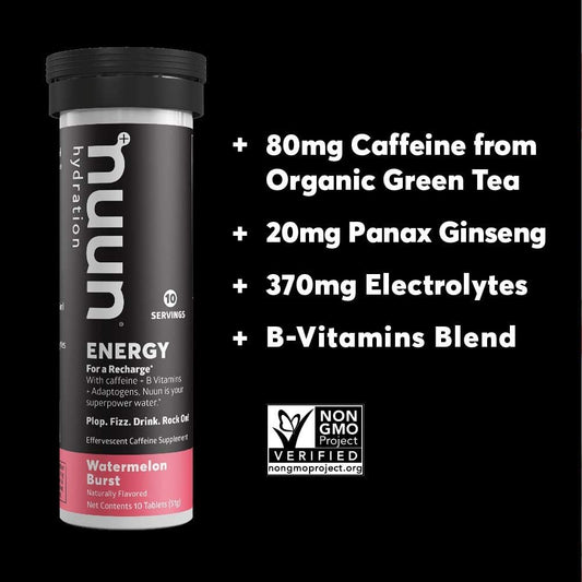 Nuun Energy: Caffeine, B Vitamins, Ginseng, Electrolyte Drink Tablets,