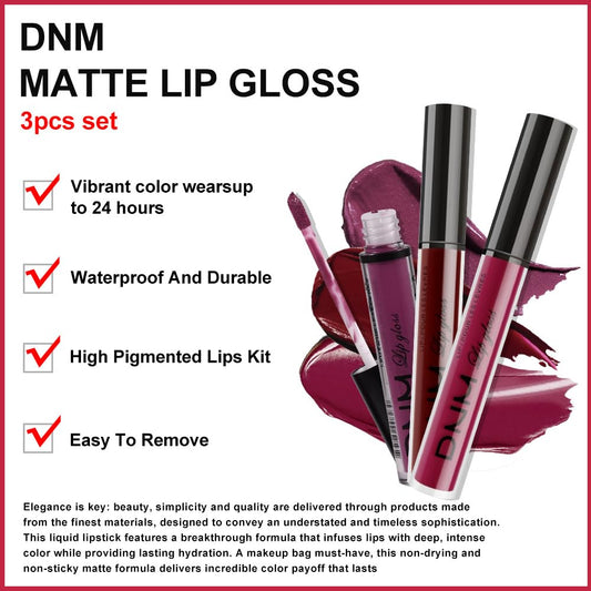 Amy'S Diary 3Pcs Matte Liquid Brown Lipstick Sets, Brown Lip Stain Long Lasting 24 Waterproof Lip Gloss Makeup Gift Set For Women Lippies(Set09)