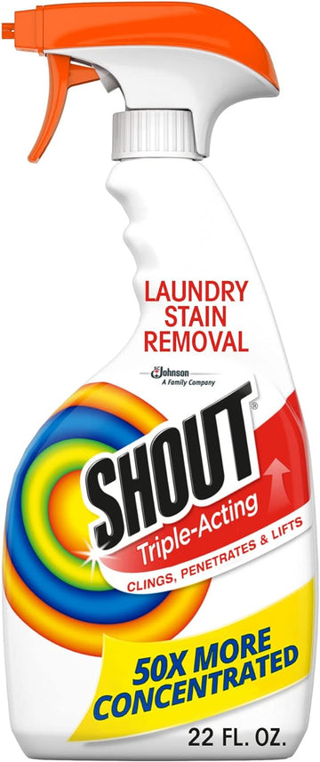 Shout Active Enzyme Laundry Stain Remover Spray, Triple-Acting Formula Clings, Penetrates, and Lifts 100+ Types of Everyday Stains - Prewash Spray 22oz