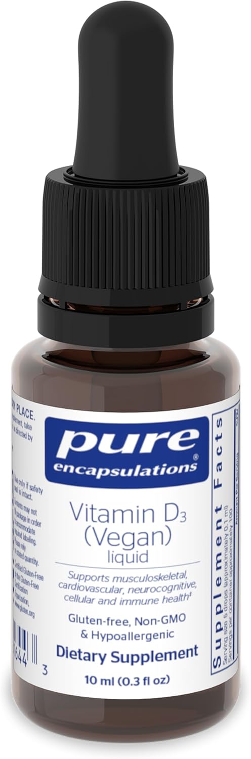 Pure Encapsulations Vitamin D3 (Vegan) Liquid | Hypoallergenic Support For Bone, Breast, Cardiovascular, Colon And Immune Health* | 0.3 Fl. Oz