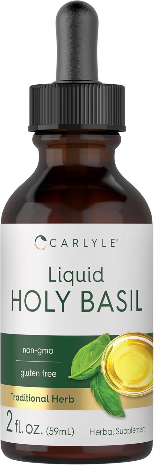 Carlyle Holy Basil Extract Liquid | 2 Fl Oz | Tulsi Herb Tincture | Vegetarian | Non-Gmo, Gluten Free Supplement