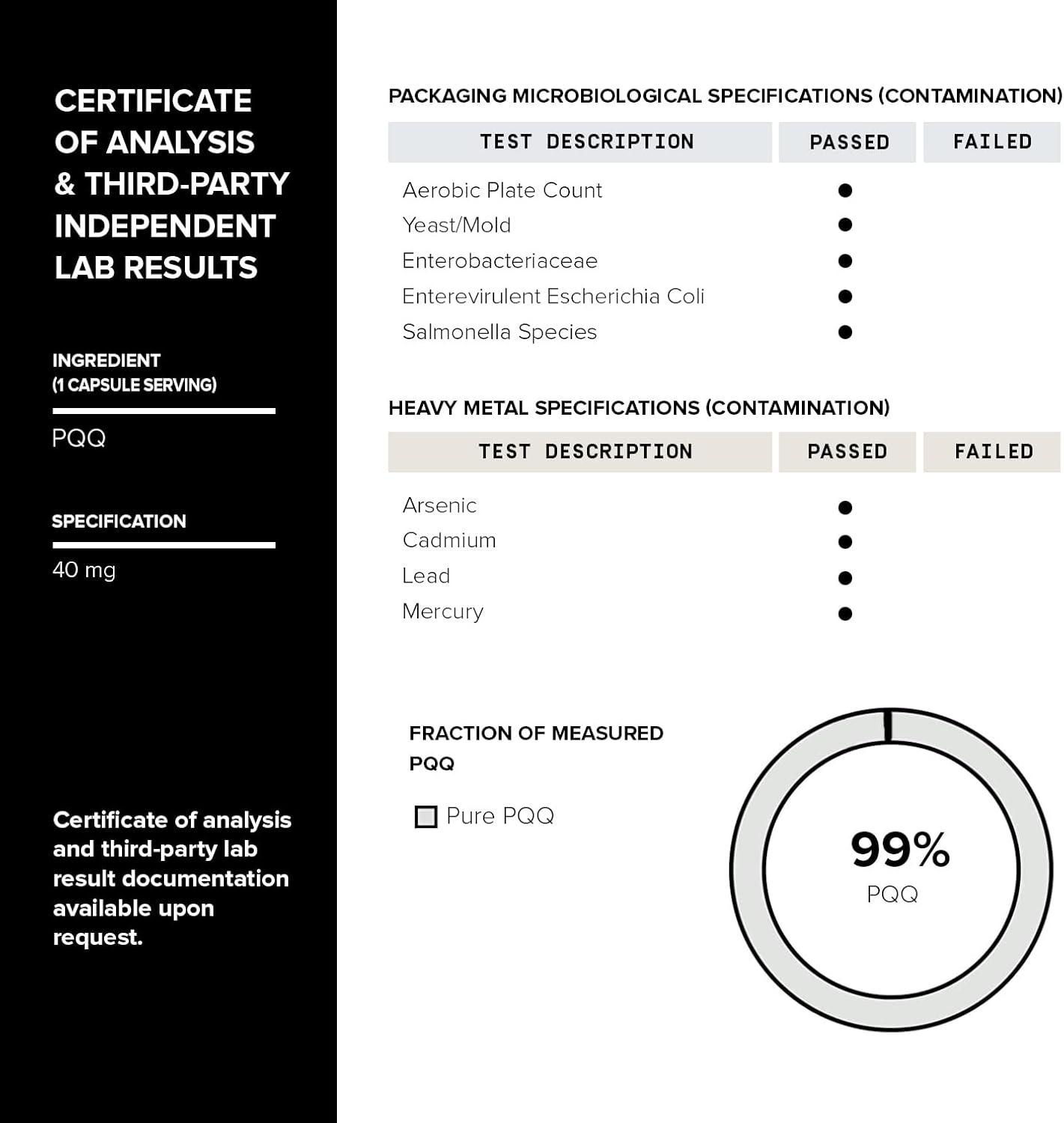 Toniiq 99%+ 40mg Supplement - Ultra High Purity PQQ 40mg Concentrated Formula - PQQ 40 mg 120 Capsules - Pyrroloquinoline Quinone Supplement - 1 Capsule Serving - Vegetarian Capsules : Health & Household