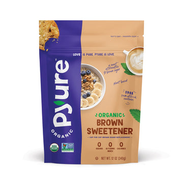 Pyure Organic Brown Sweetener | Brown Sugar Substitute | Zero Carb, Zero Sugar, Zero Calorie | Measures and Bakes Like Brown Sugar | Plant-Based for Keto Friendly Food | 12 Oz