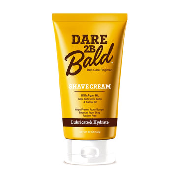 Dare 2B Bald Moisturizing Shave Cream With Argan Oil, Shea Butter, Cocoa Butter & Tea Tree Oil | Bald Head Shaving Cream | Rich Hydration For A Smooth Shave | Head Shaving Cream For Bald Men- 5.0 Oz
