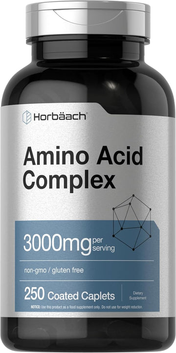 Horbäach Amino Acid Complex 3000Mg | 250 Caplets | Non-Gmo, Gluten Free Supplement