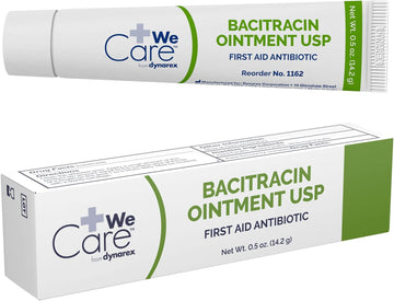 Dynarex Bacitracin Topical Ointment Usp - First Response Wound Care Supplies For Minor Cuts, Scrapes & Burns - Helps Keep Wounds Clean, 1 Count - 0.5 Oz. Tube