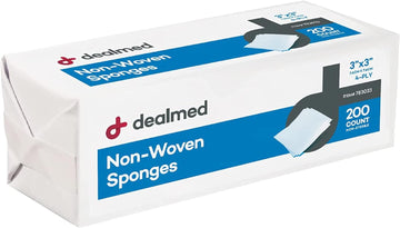 Dealmed 3" X 3" Non-Woven Gauze Sponge - 4-Ply All-Purpose Non-Sterile Gauze Pads, Absorbent Dental Gauze Wound Care Product For First Aid Kit/Medical Facilities, 200 Count (Pack Of 1)