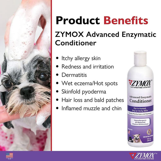 Zymox Advanced Enzymatic Leave-On Conditioner, 12Oz. – For Pets & Animals Of All Ages: Conditions, Detangles, Soothes, & Moisturizers Skin & Coat