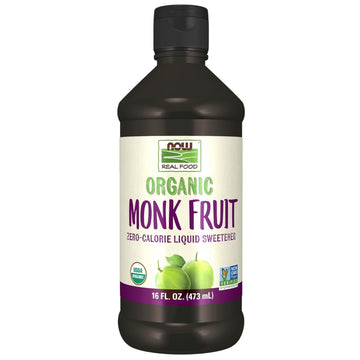 Now Foods, Certified Organic Monk Fruit Liquid, Zero-Calorie Liquid Sweetener, Non-Gmo, Low Glycemic Impact, 16-Ounce