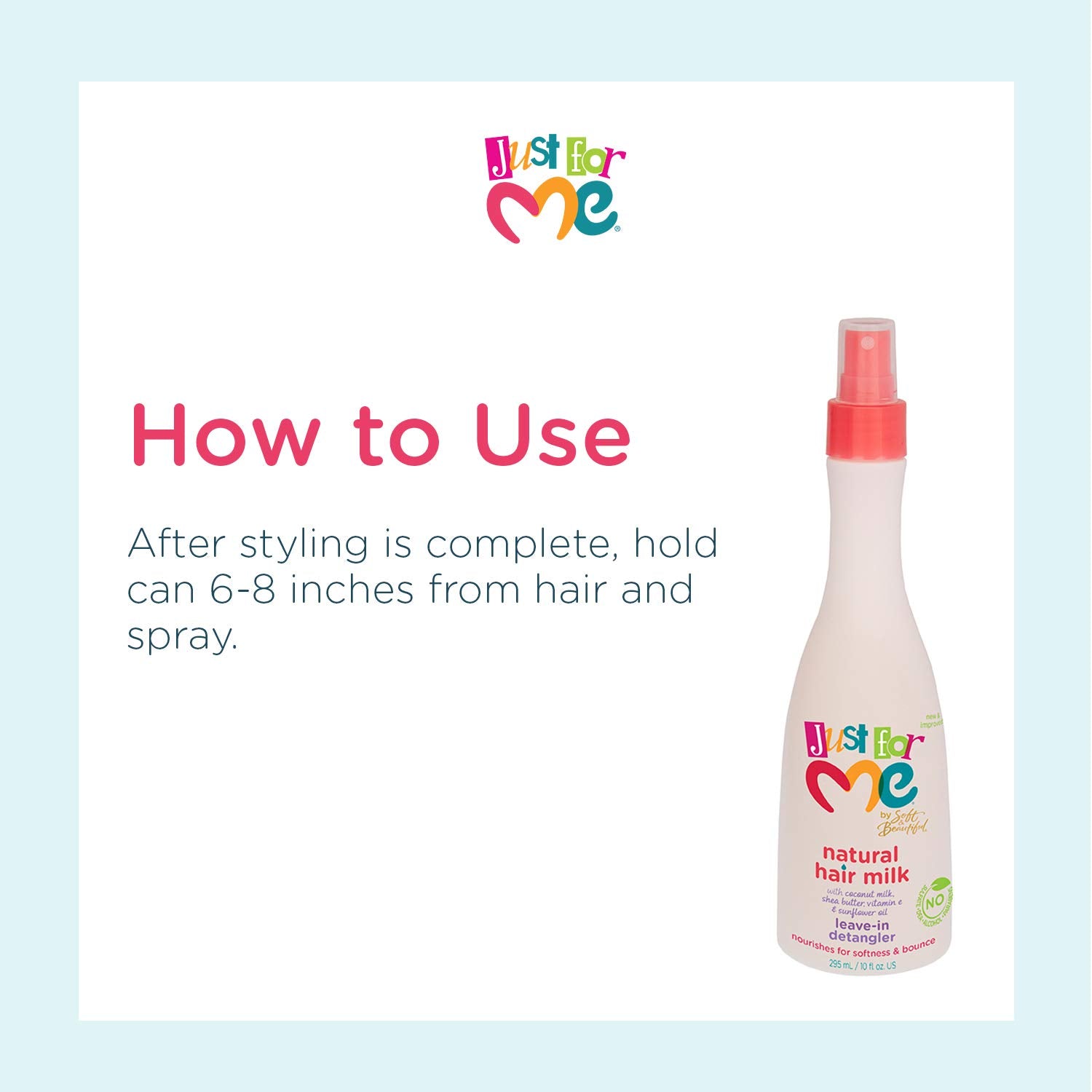 Just For Me Natural Hair Milk Detangler - Detangles & Helps Prevent Breakage, For All Hair Textures, Contains Coconut Milk, Shea Butter & Sunflower Oil, Restores Moisture, Flexibility, Shine, 10 Oz : Beauty & Personal Care