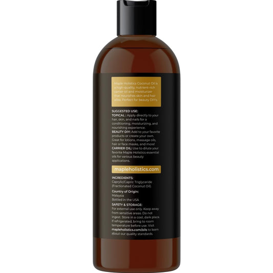 Fractionated Coconut Oil For Skin And Hair - Liquid Coconut Oil For Hair Care And Body Oil For Dry Skin - Pure Coconut Oil Carrier Oil For Essential Oils Mixing & Hair Moisturizer For Men And Women